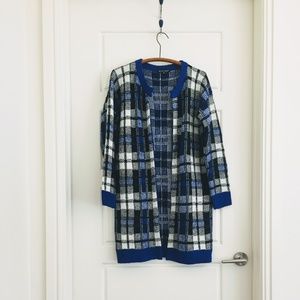 Modcloth Chess Match Championship Cardigan, blue S